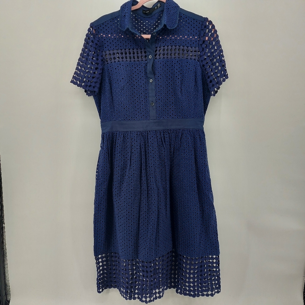 Karen Millen fit and flare lace dress Navy Size 10